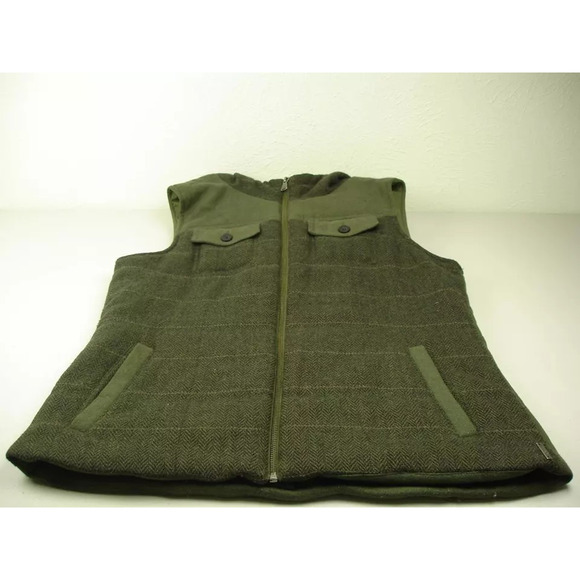 prAna Women's M Ava Vest Jacket Hooded Insulated Full-Zip Cargo Green Wool Blend - Picture 5 of 10